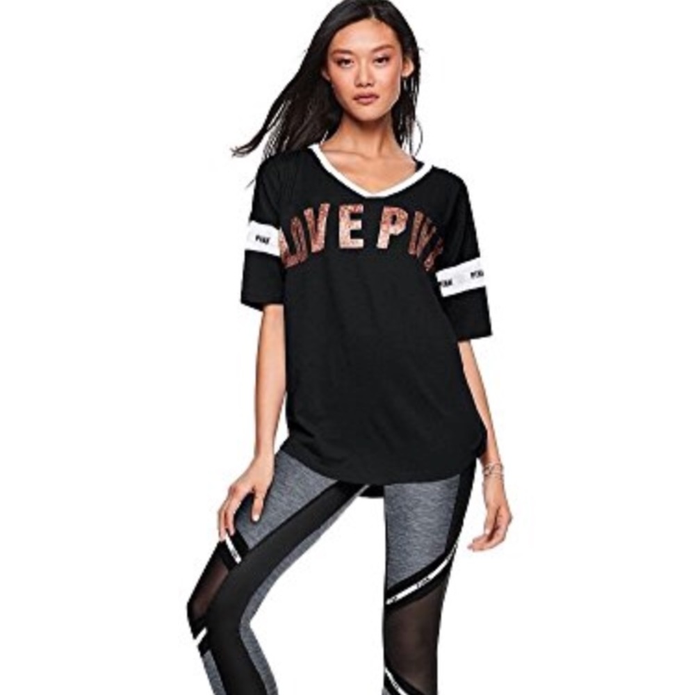 VS Pink Bling Boyfriend Varsity Tee